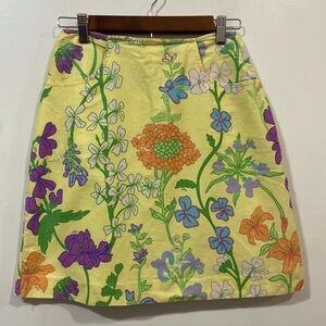 Lilly Pulitzer 90's white Label Vintage Floral Cotton Tropical Skirt Size 6
